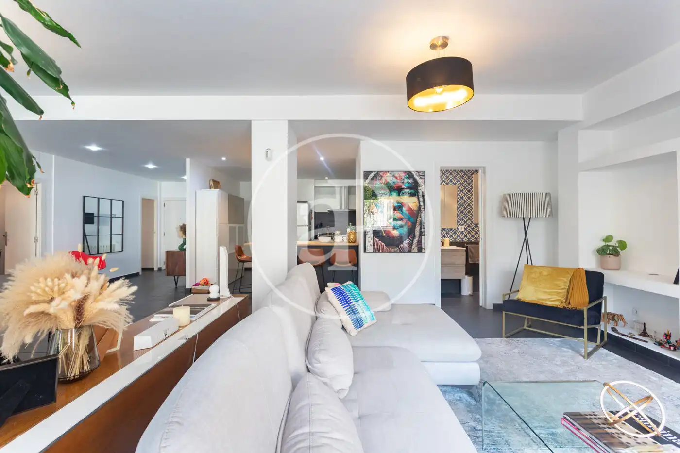 Living room of Flat for rent in Barcelona  with Air Conditioner, Heating and Private garden
