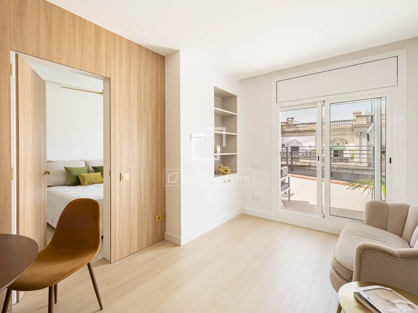 Schlafzimmer von Wohnung zur Miete in Barcelona mit Klimaanlage, Parkett und Terrasse