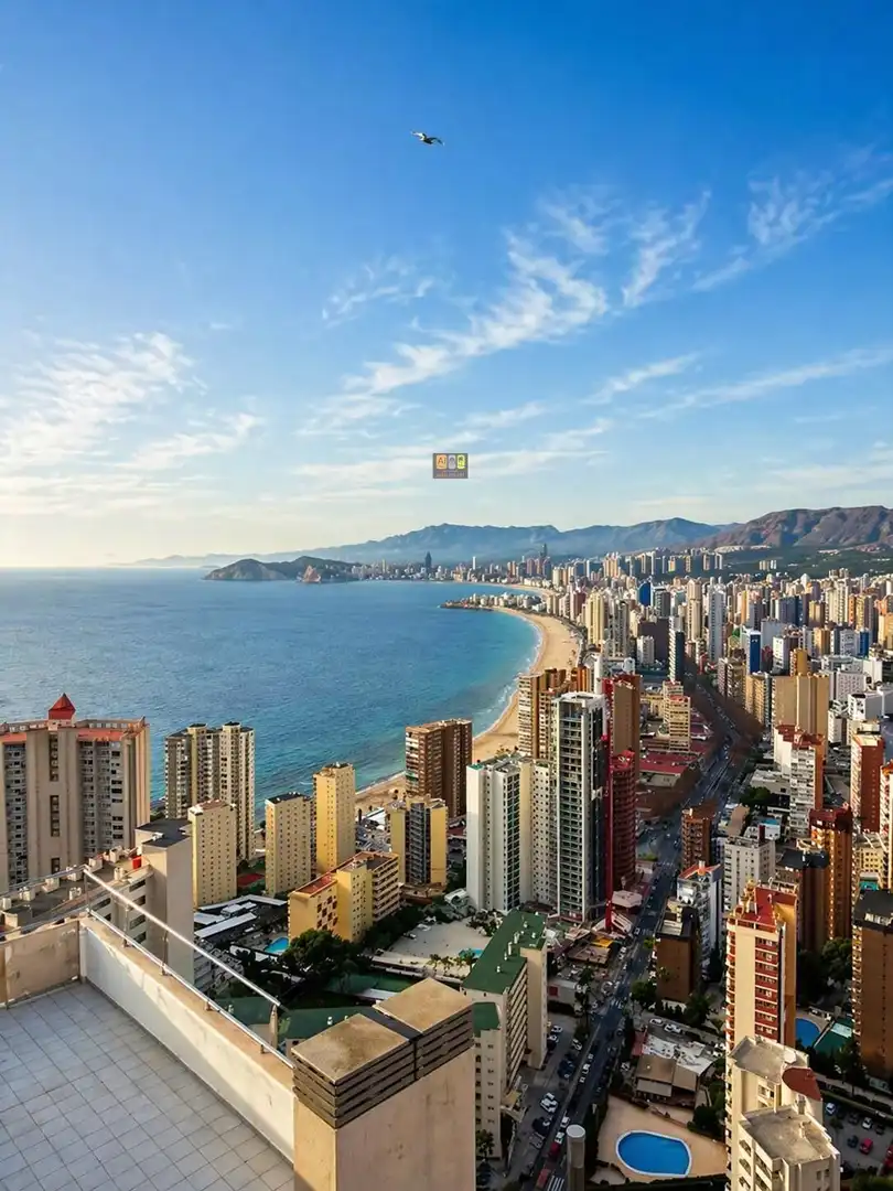 Außenansicht von Dachboden zum Verkauf in Benidorm mit Klimaanlage, Terrasse und Balkon