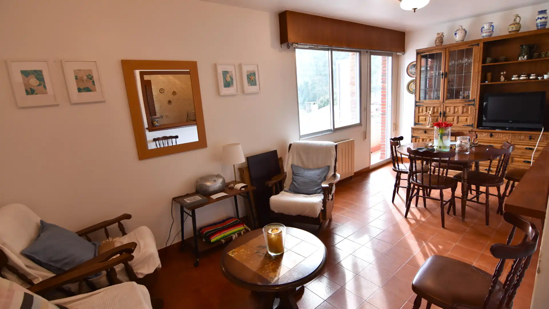 Wohnzimmer von Wohnung zum Verkauf in Pontedeume mit Heizung, Parkett und Terrasse