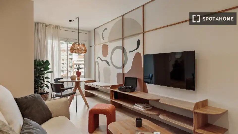 Living room of Apartments for share in Barcelona  with Air Conditioner, Terrace and Furnished