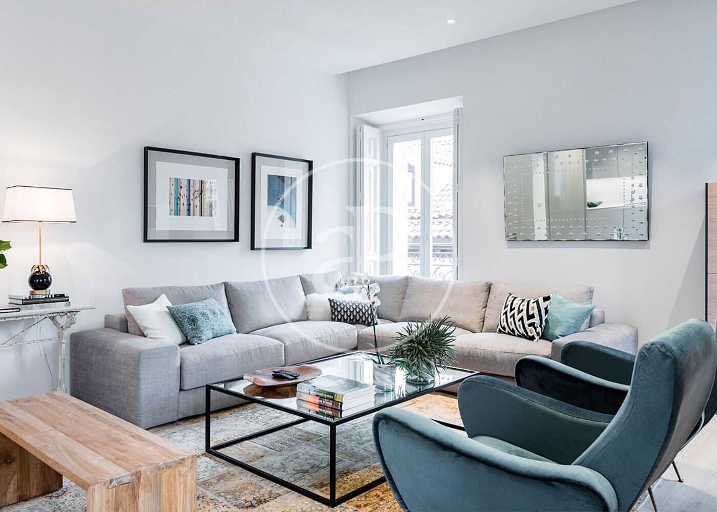 Sala d'estar de Pis de lloguer en  Madrid Capital amb Aire condicionat, Calefacció i Moblat