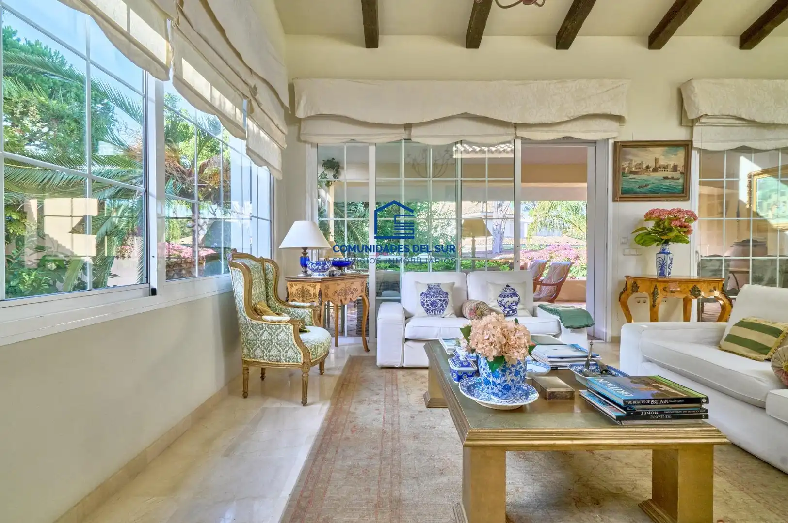 Sala d'estar de Casa o xalet en venda en El Puerto de Santa María amb Aire condicionat, Jardí privat i Terrassa