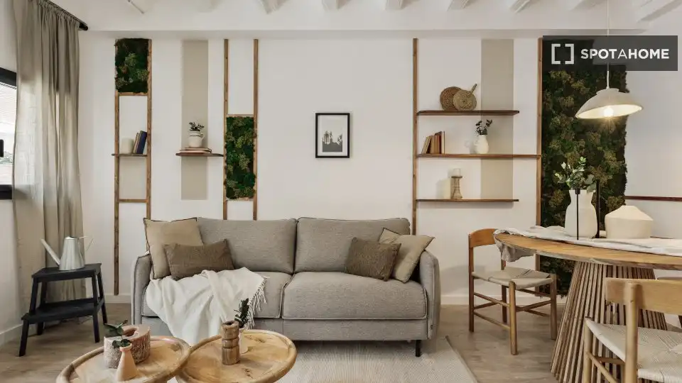 Sala de estar de Piso de alquiler en Barcelona con Aire acondicionado, Calefacción y Amueblado