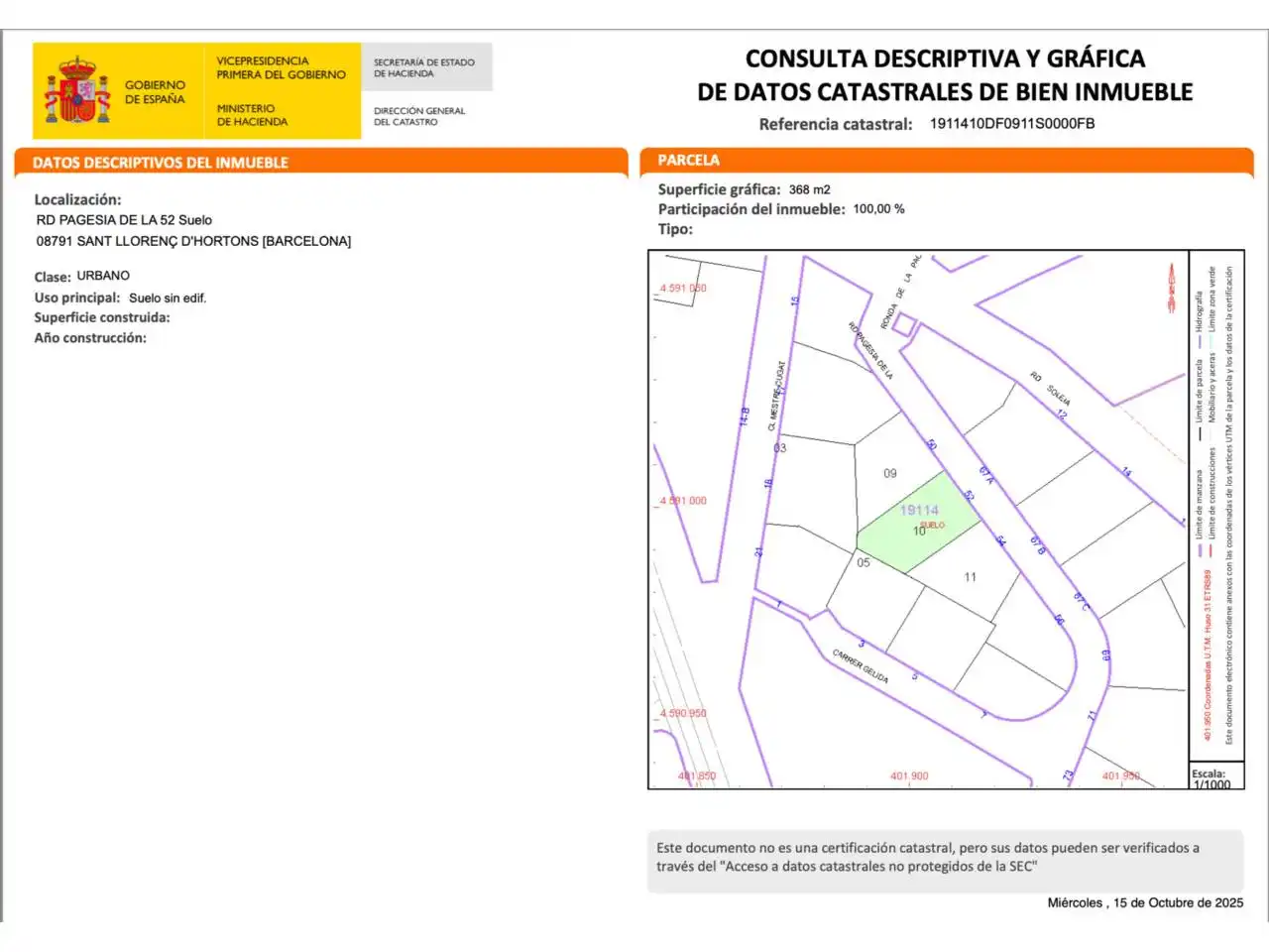 Residential land for sale in Ronda Pagesía 52, imagen 6