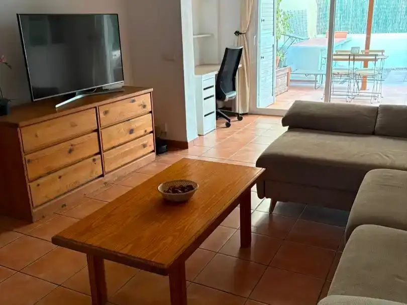 Living room of Flat for rent in Sant Josep de sa Talaia  with Air Conditioner, Private garden and Furnished