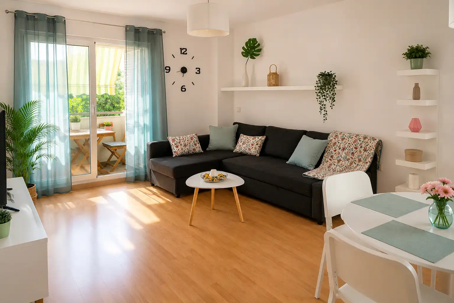 Sala d'estar de Apartament de lloguer en Benalmádena amb Aire condicionat, Calefacció i Jardí privat