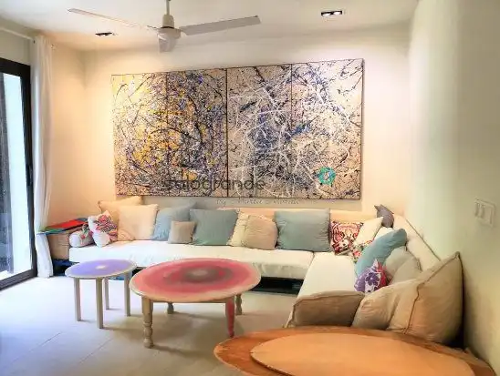 Sala de estar de Casa adosada de alquiler en Sotogrande con Aire acondicionado, Jardín privado y Terraza