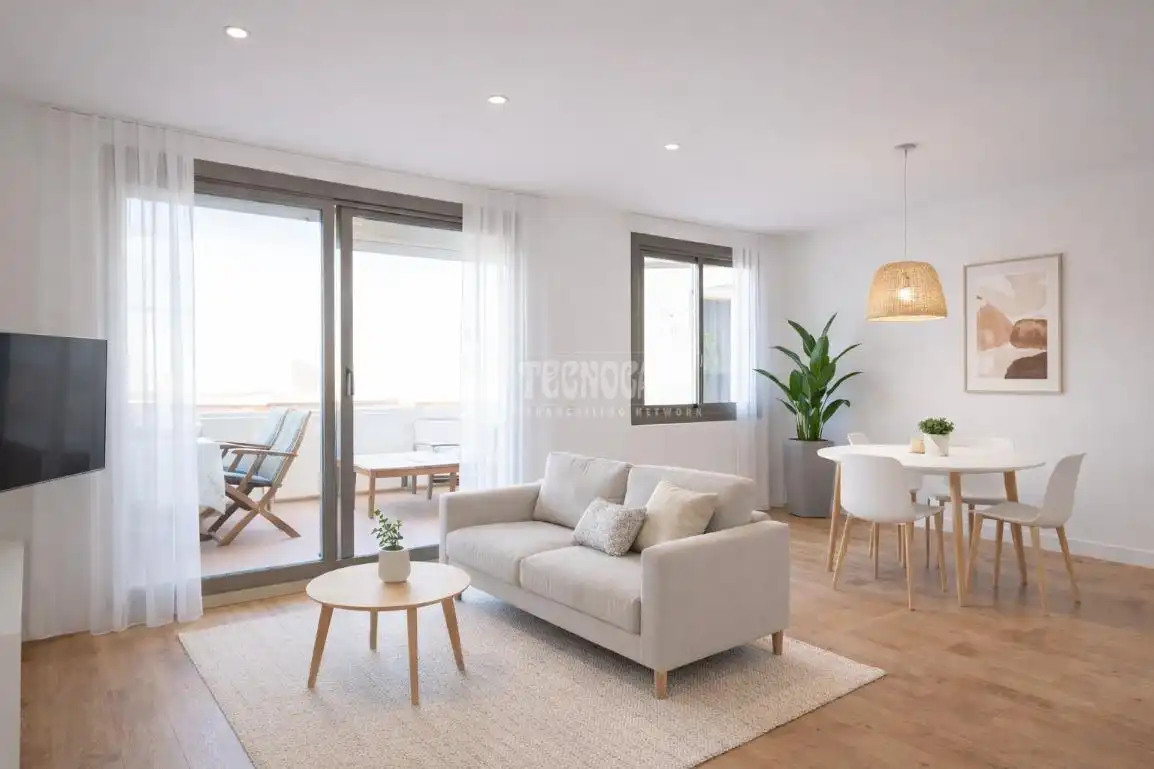 Wohnzimmer von Dachboden zum Verkauf in Vilanova i la Geltrú mit Parkett, Terrasse und Möbliert