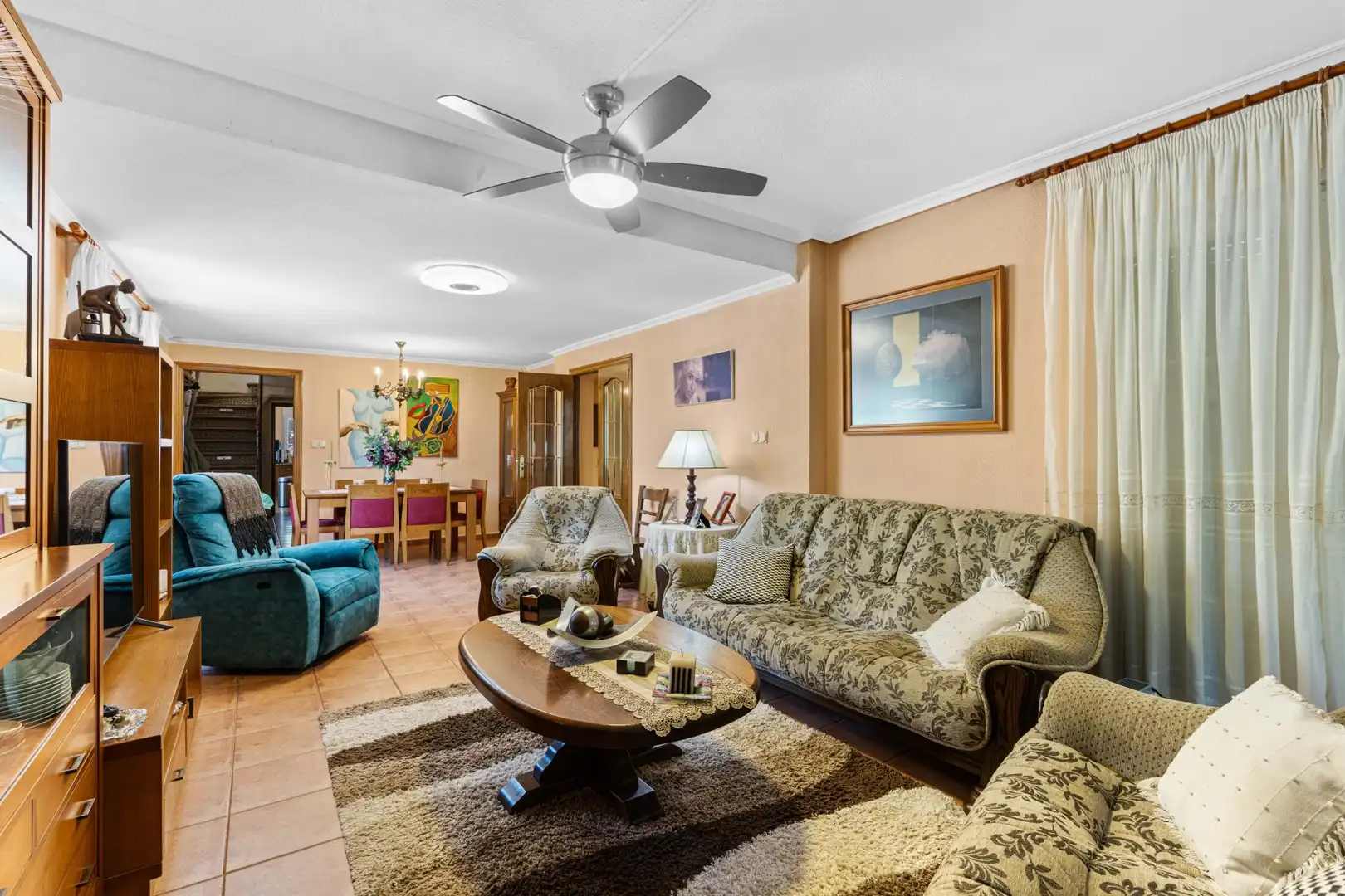 Sala d'estar de Casa o xalet en venda en Elche / Elx amb Aire condicionat, Jardí privat i Terrassa
