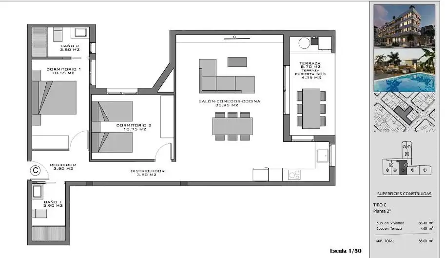 Apartament amb terrassa en venda a Santa Pola ciudad, imagen 17