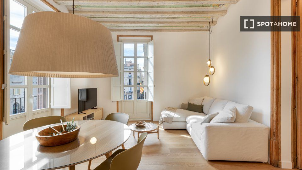 Sala d'estar de Pis de lloguer en  Barcelona Capital amb Aire condicionat, Calefacció i Moblat