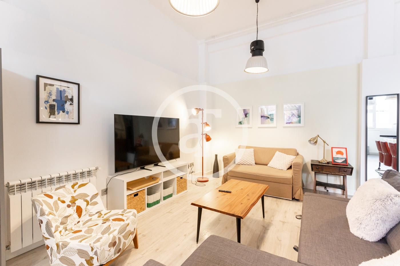 Living room of Flat to rent in  Madrid Capital  with Air Conditioner, Heating and Furnished
