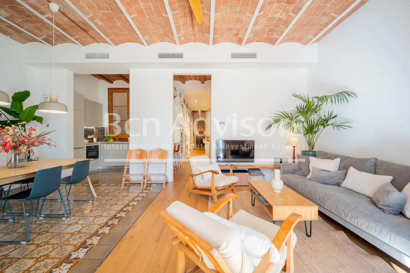 Sala de estar de Piso en venta en Barcelona con Aire acondicionado, Calefacción y Parquet