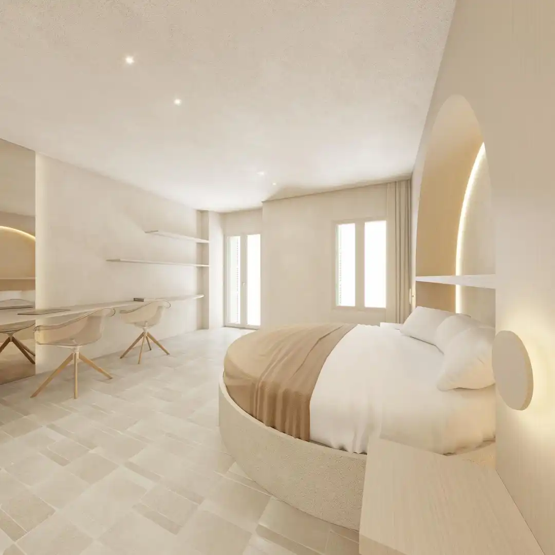 Schlafzimmer von Einfamilien-Reihenhaus zum Verkauf in Pollença mit Klimaanlage, Heizung und Terrasse