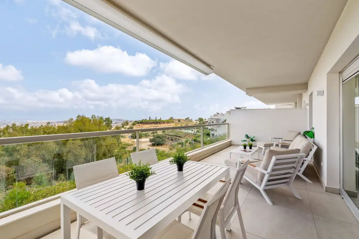 Terraza de Apartamento en venta en Mijas con Aire acondicionado, Amueblado y Piscina comunitaria