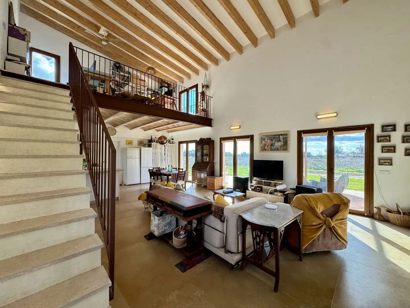 Wohnzimmer von Country house zur Miete in Llucmajor mit Klimaanlage, Heizung und Terrasse