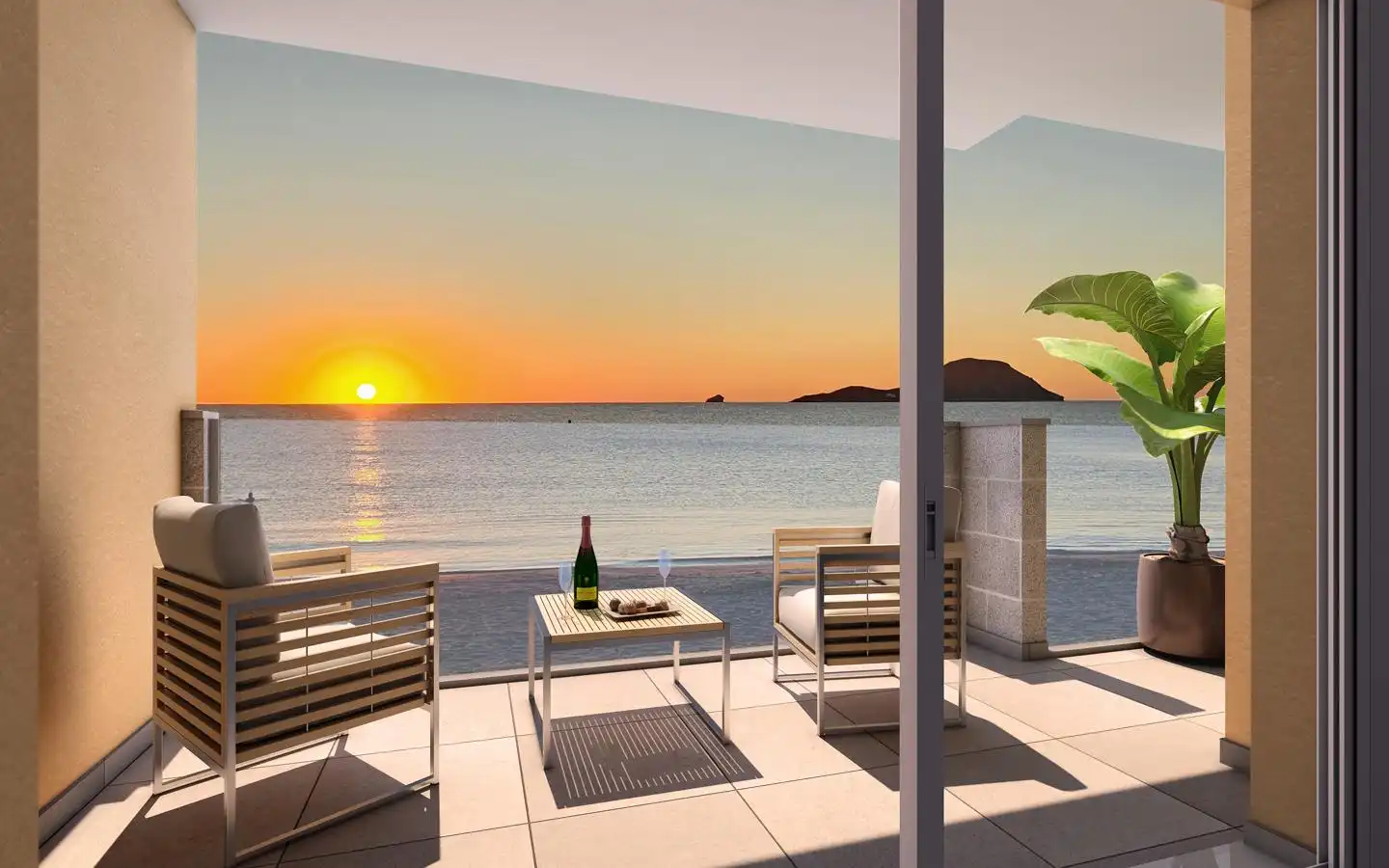 Terraza de Apartamento en venta en La Manga del Mar Menor con Jardín privado, Terraza y Piscina