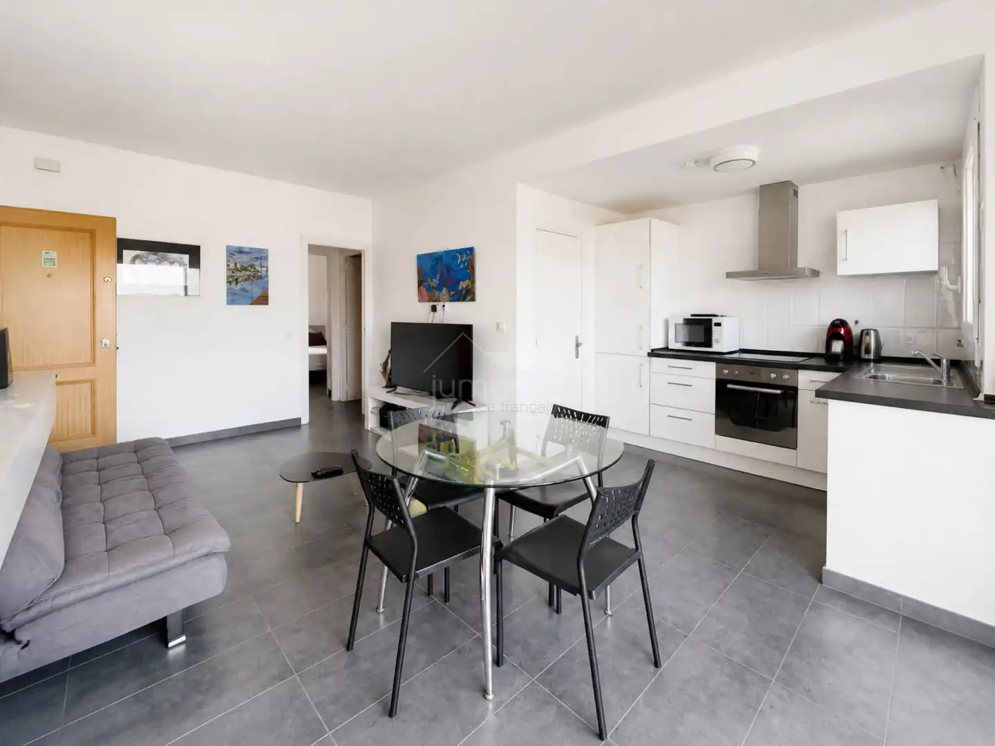 Wohnzimmer von Wohnung zum Verkauf in Empuriabrava mit Klimaanlage, Heizung und Terrasse