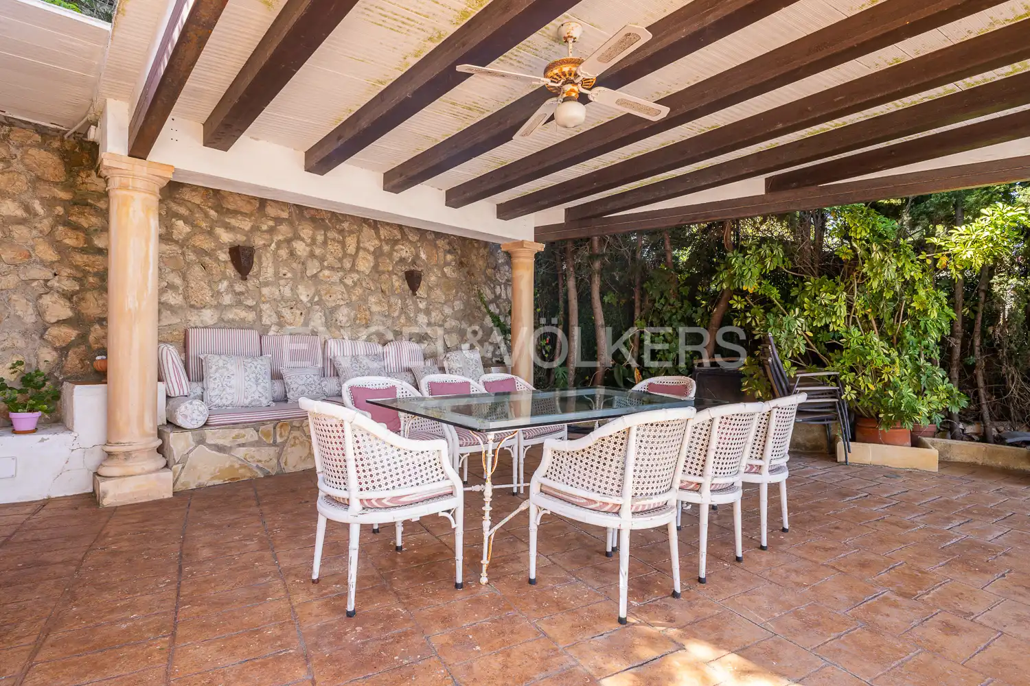 Terrasse von Haus oder Chalet zur Miete in Jávea / Xàbia mit Klimaanlage, Heizung und Privatgarten