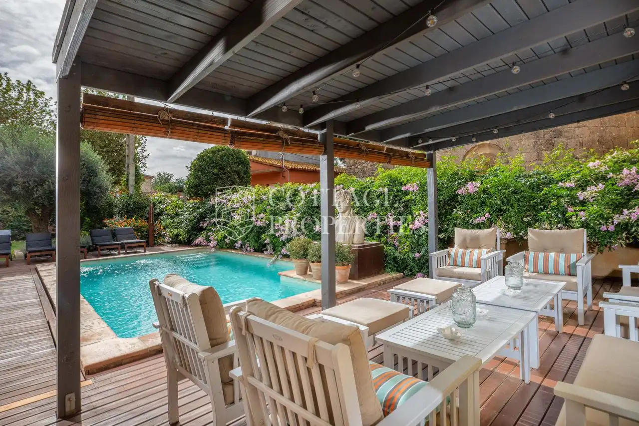 Terraza de Finca rústica en venta en Torroella de Fluvià con Aire acondicionado, Jardín privado y Terraza