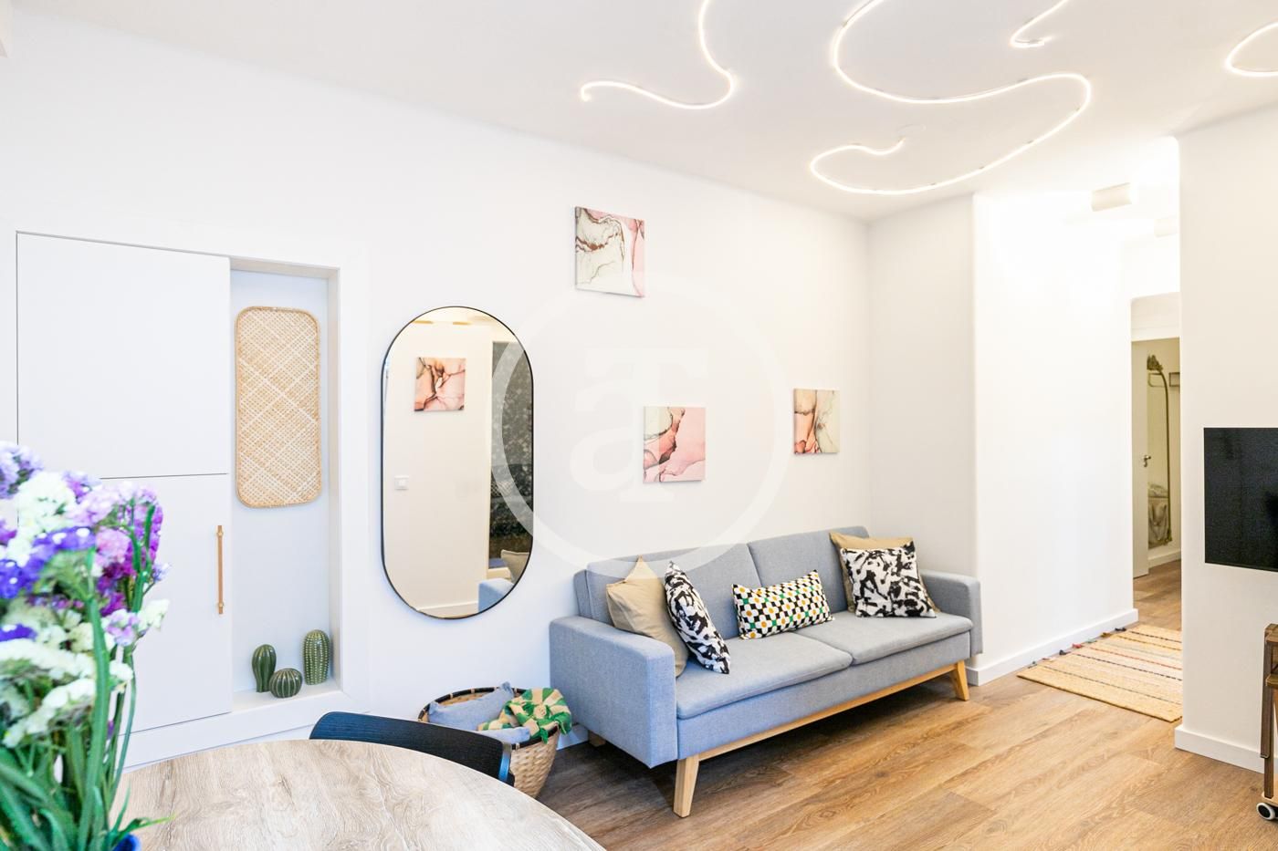 Sala d'estar de Pis de lloguer en  Barcelona Capital amb Aire condicionat, Calefacció i Moblat