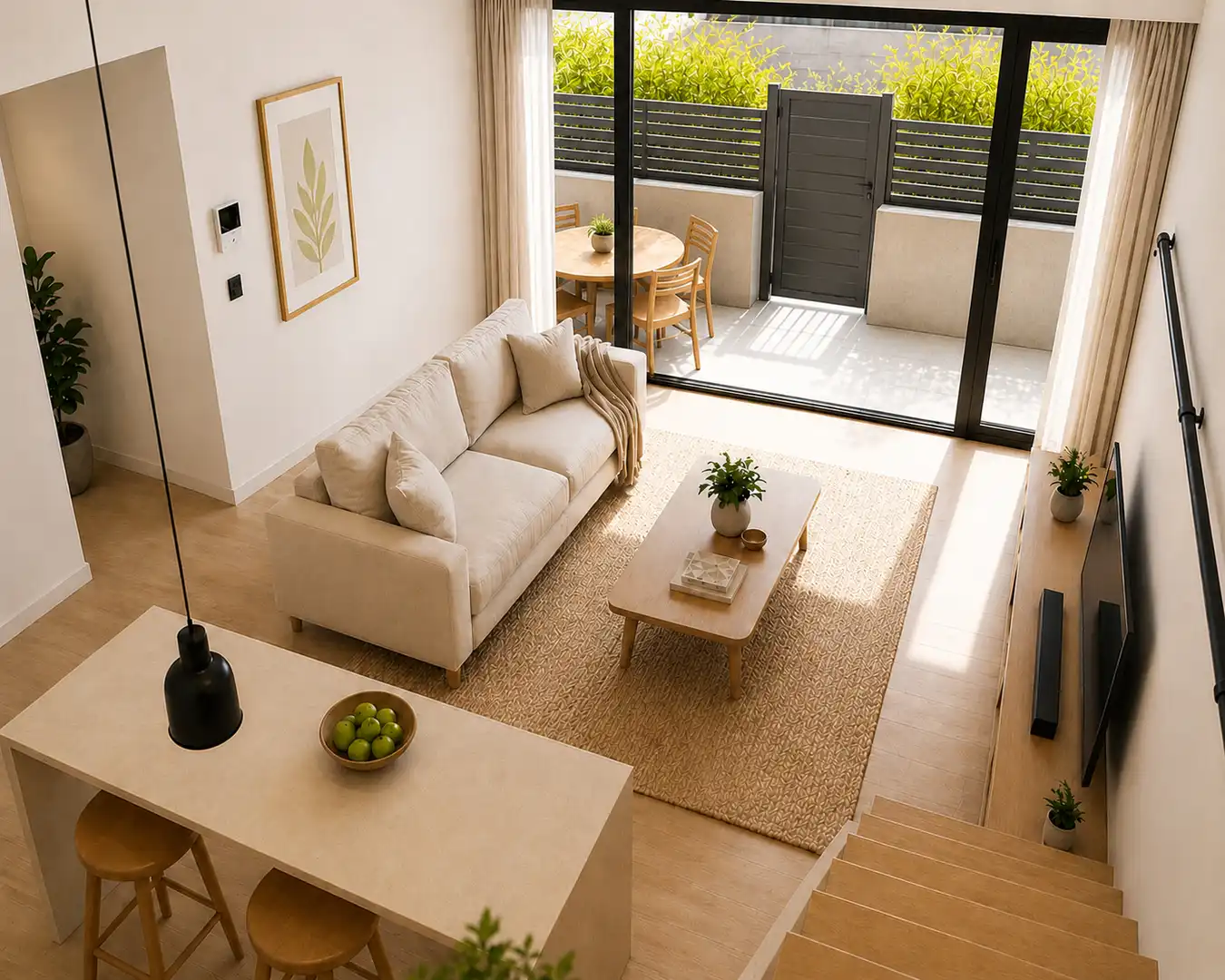 Wohnzimmer von Wohnungen zum Verkauf in Sanxenxo mit Klimaanlage, Heizung und Parkett