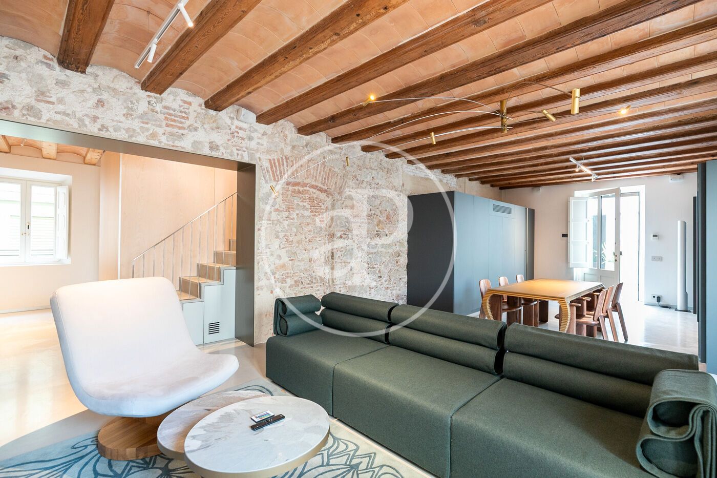 Sala d'estar de Pis de lloguer en  Barcelona Capital amb Aire condicionat, Calefacció i Jardí privat