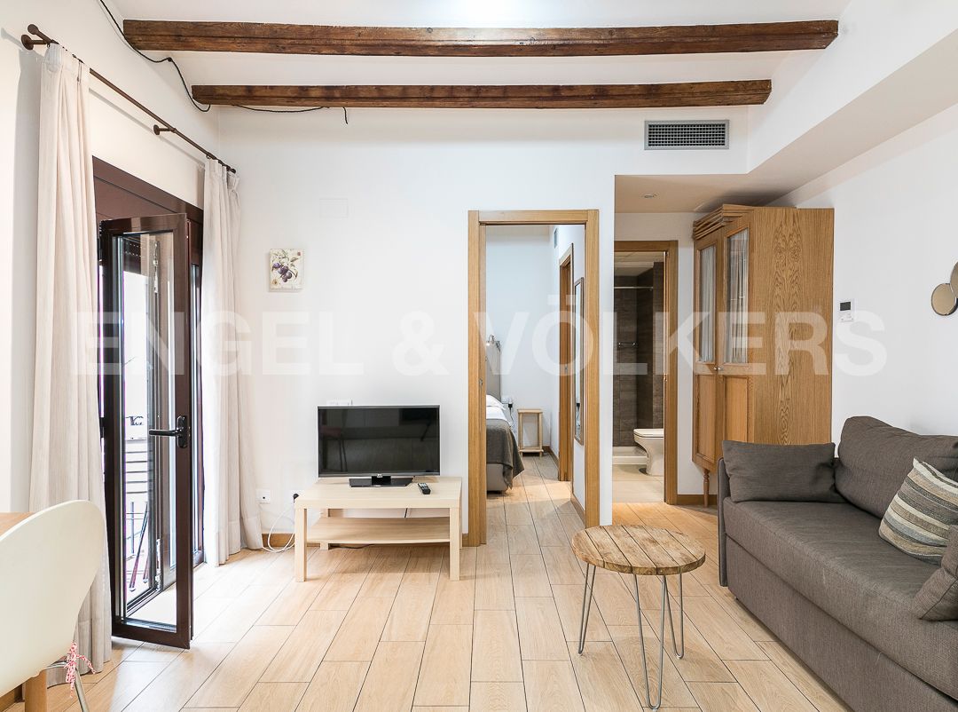 Sala d'estar de Apartament de lloguer en  Barcelona Capital amb Aire condicionat, Calefacció i Parquet