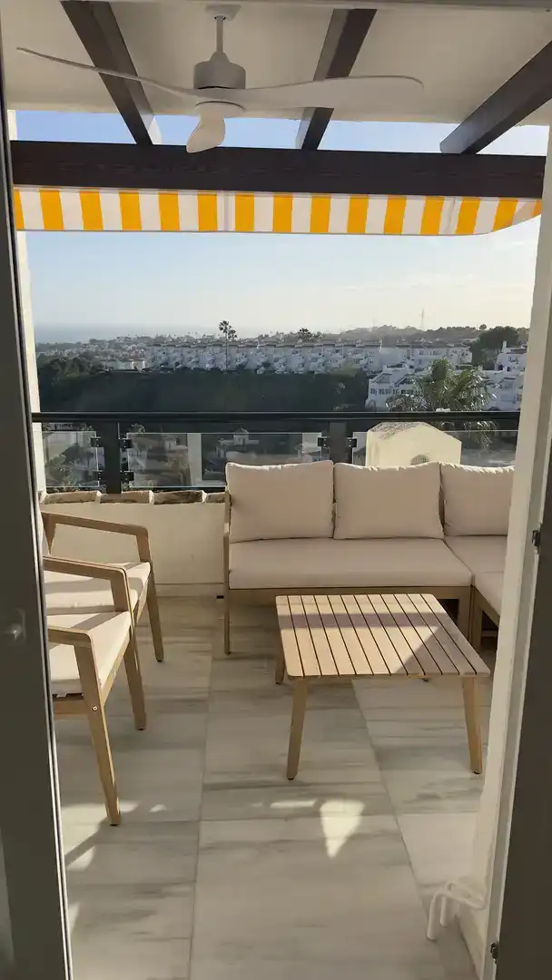Terrasse von Wohnung zur Miete in Mijas mit Klimaanlage, Schwimmbad und Möbliert