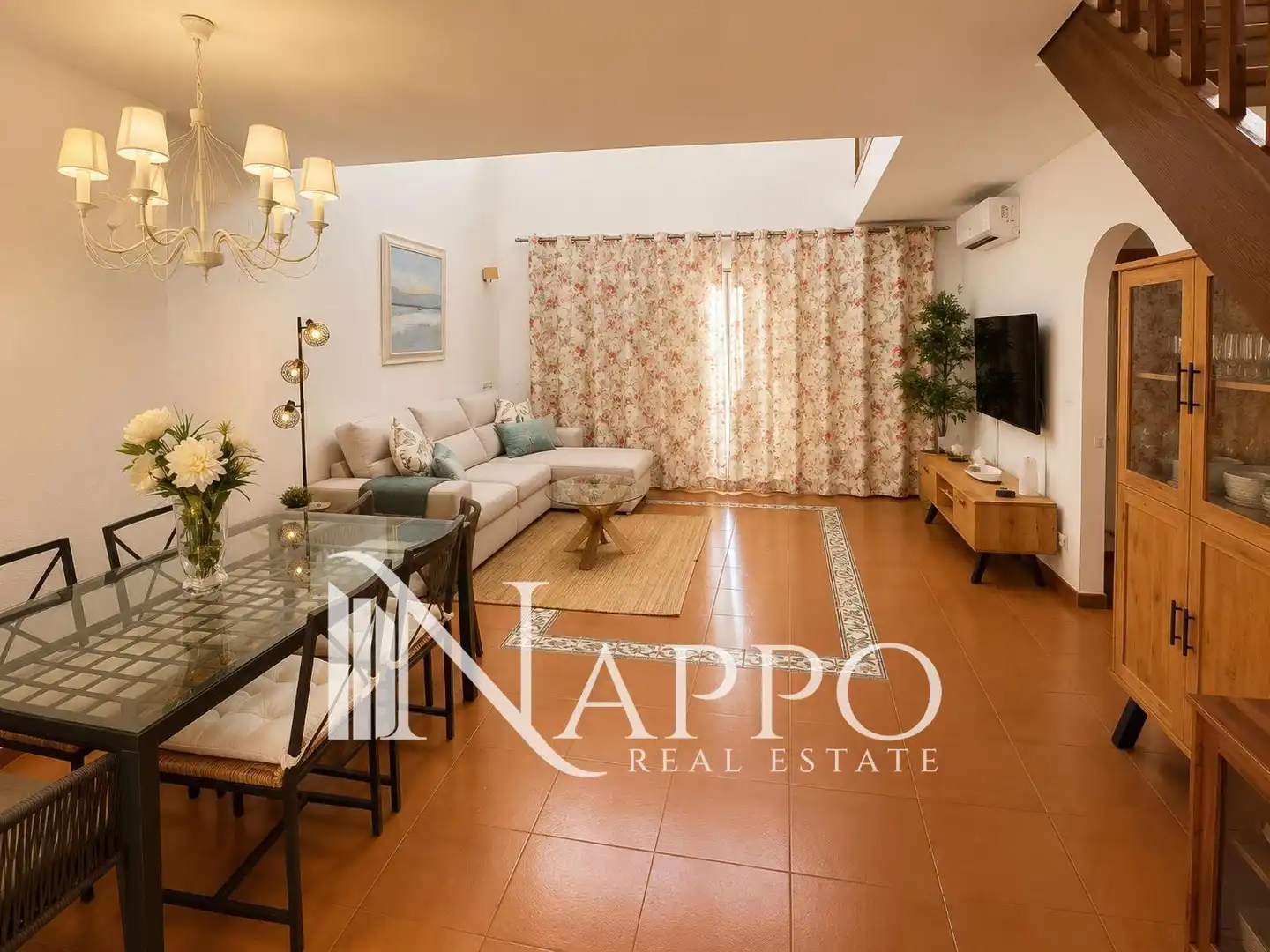 Sala de estar de Casa adosada de alquiler en Santanyí con Aire acondicionado, Calefacción y Jardín privado