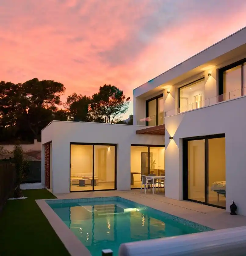 Vista exterior de Casa o xalet en venda en L'Alfàs del Pi amb Aire condicionat, Calefacció i Jardí privat