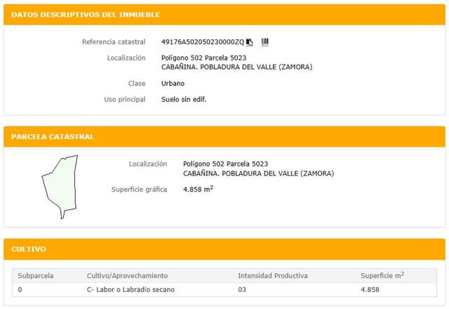 Terreno residencial en Venta en Calle Poligono 502 Parcela 7032 Huertas en Pobladura del Valle