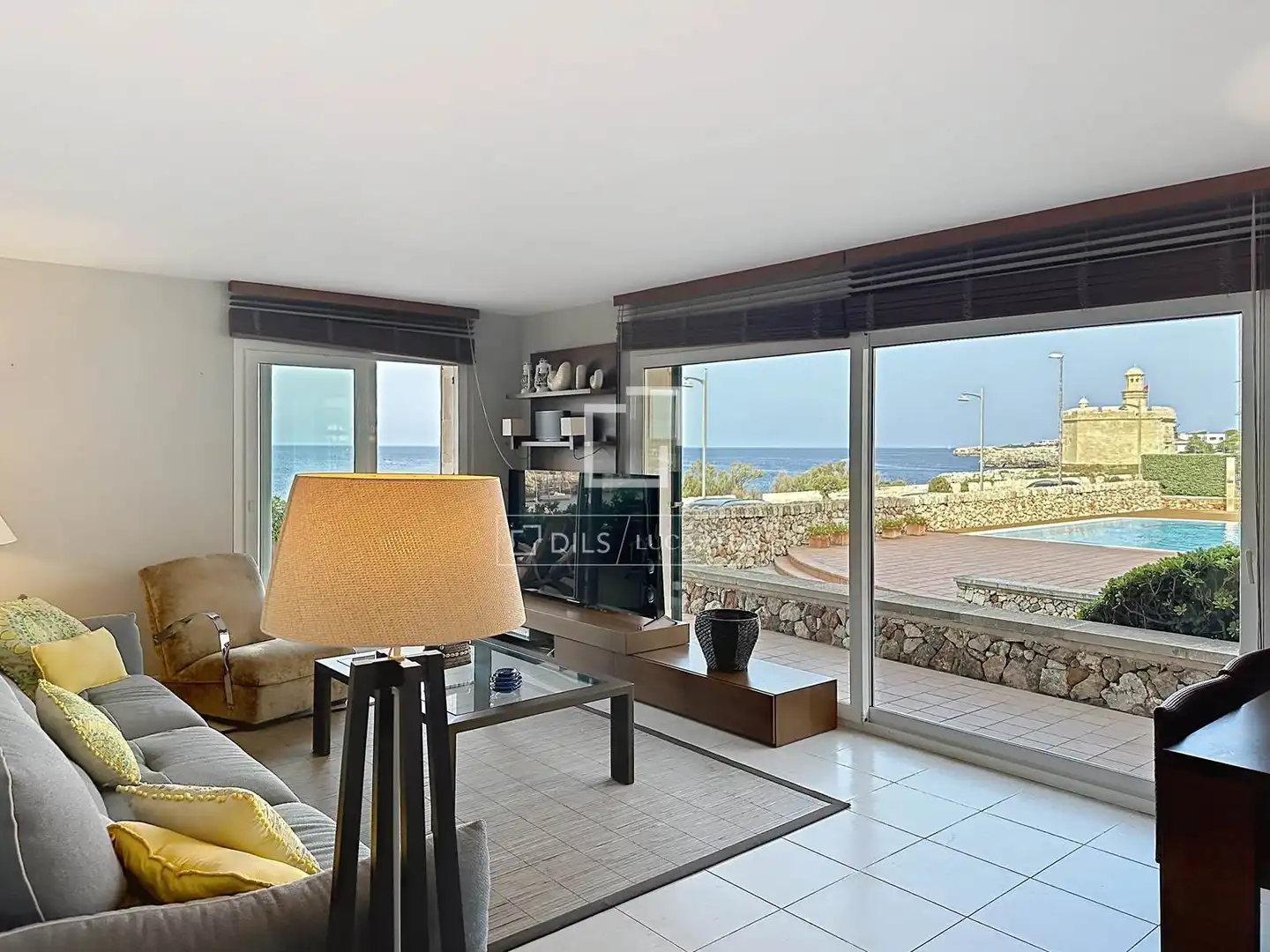 Wohnzimmer von Wohnung zur Miete in Ciutadella de Menorca mit Klimaanlage, Heizung und Privatgarten