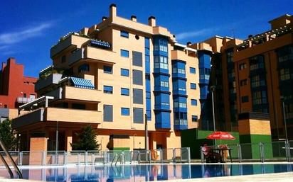 Exterior view of Flat for sale in  Madrid Capital  with Air Conditioner, Swimming Pool and Balcony