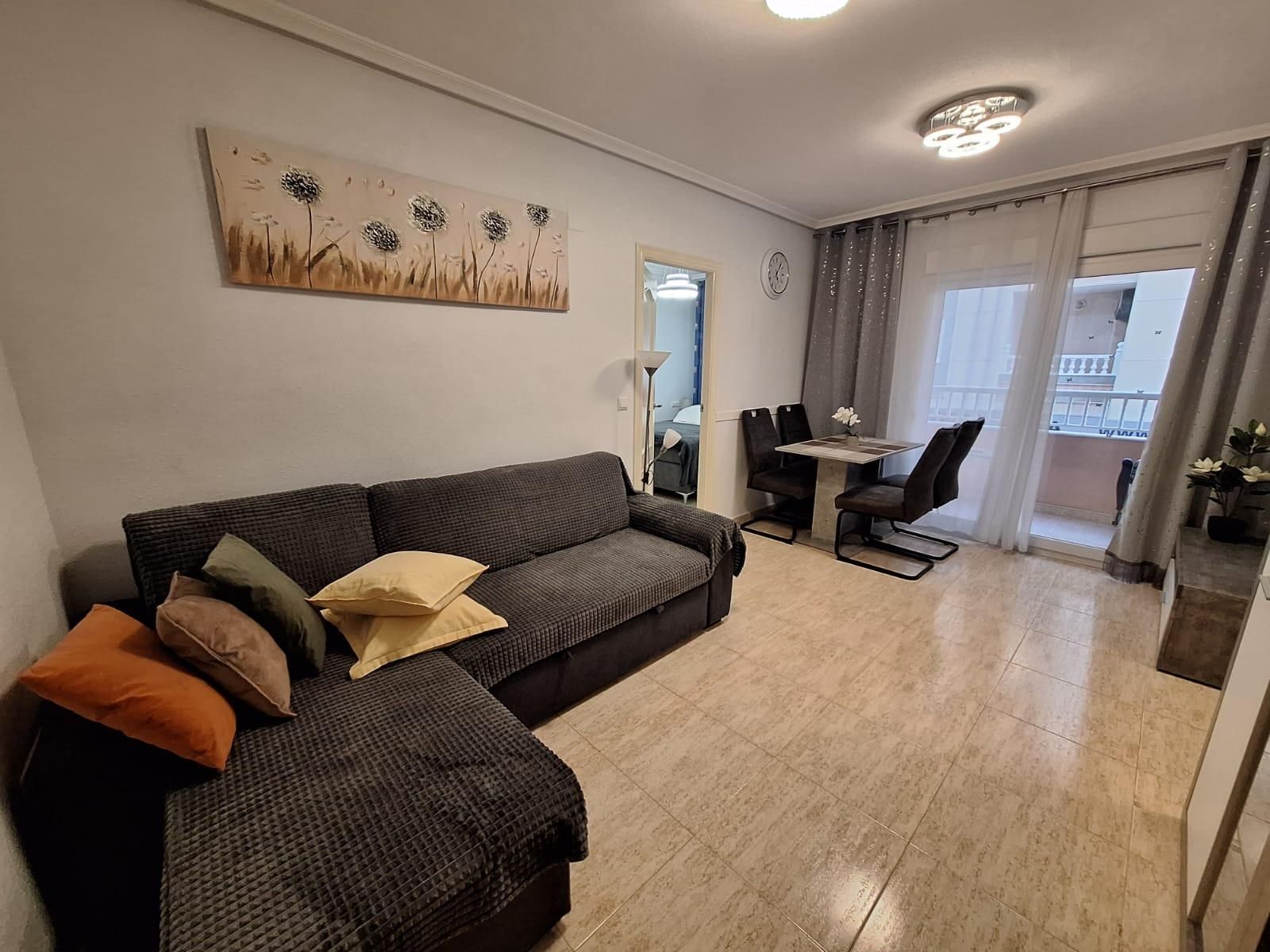 Sala d'estar de Apartament de lloguer en Torrevieja amb Aire condicionat, Moblat i Balcó