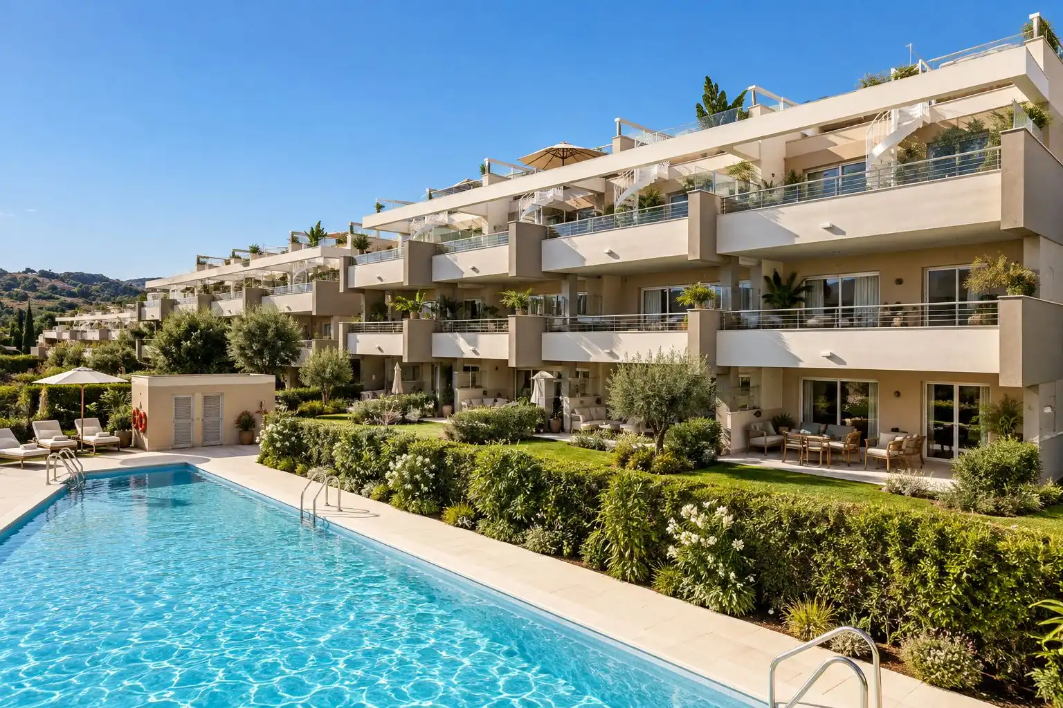 Vista exterior de Apartamento en venta en Estepona con Aire acondicionado, Internet y Piscina comunitaria