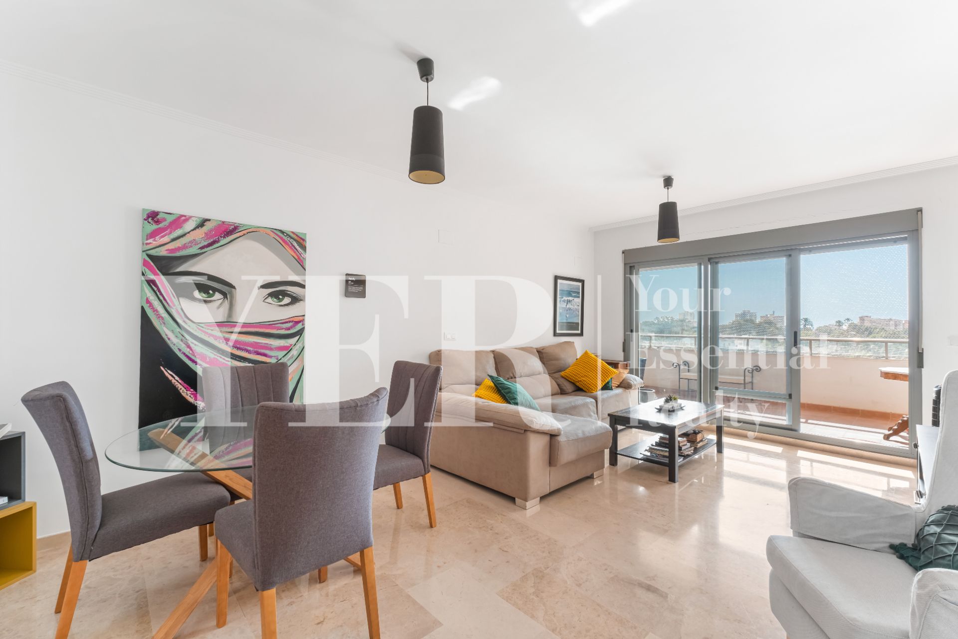 Sala d'estar de Pis en venda en Alicante / Alacant amb Aire condicionat, Jardí privat i Terrassa