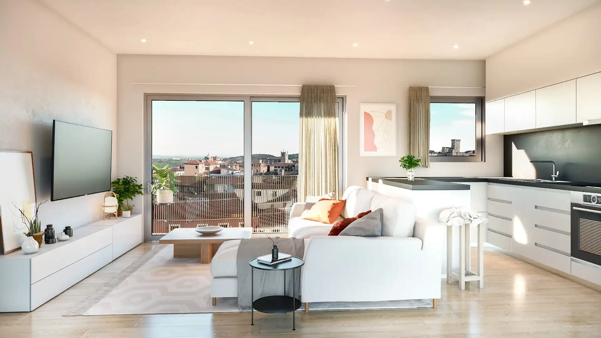 Living room of Flat for sale in Tiana  with Air Conditioner, Heating and Parquet flooring