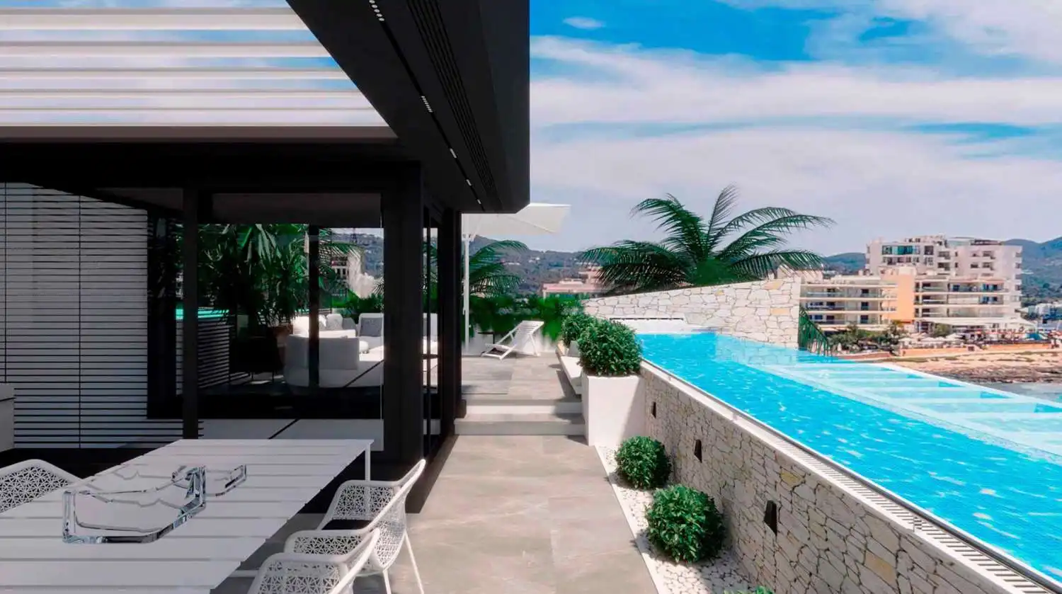 Terrassa de Apartament en venda en Sant Antoni de Portmany amb Aire condicionat, Calefacció i Piscina