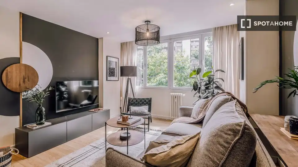 Living room of Flat for rent in Madrid  with Air Conditioner, Heating and Furnished