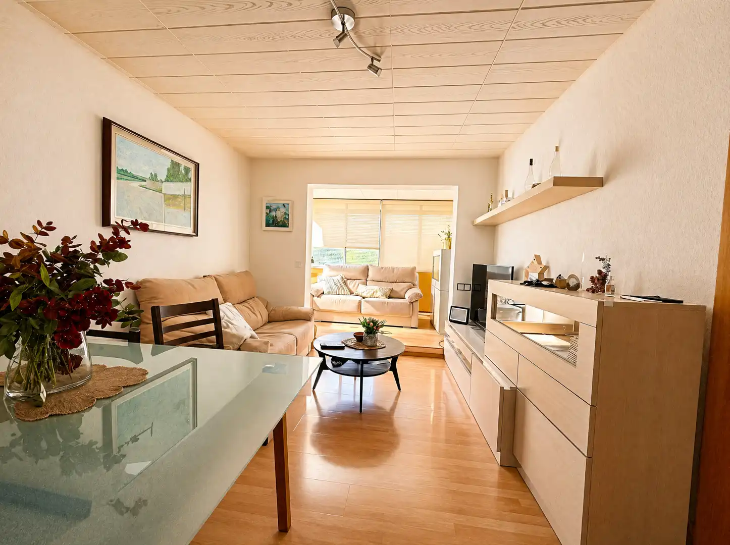Sala de estar de Ático en venta en  Barcelona Capital con Calefacción, Parquet y Terraza