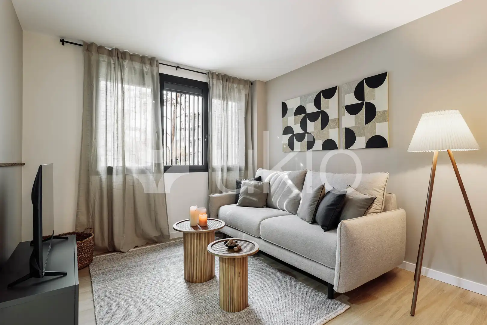Sala de estar de Apartamento de alquiler en Barcelona con Aire acondicionado, Calefacción y Amueblado