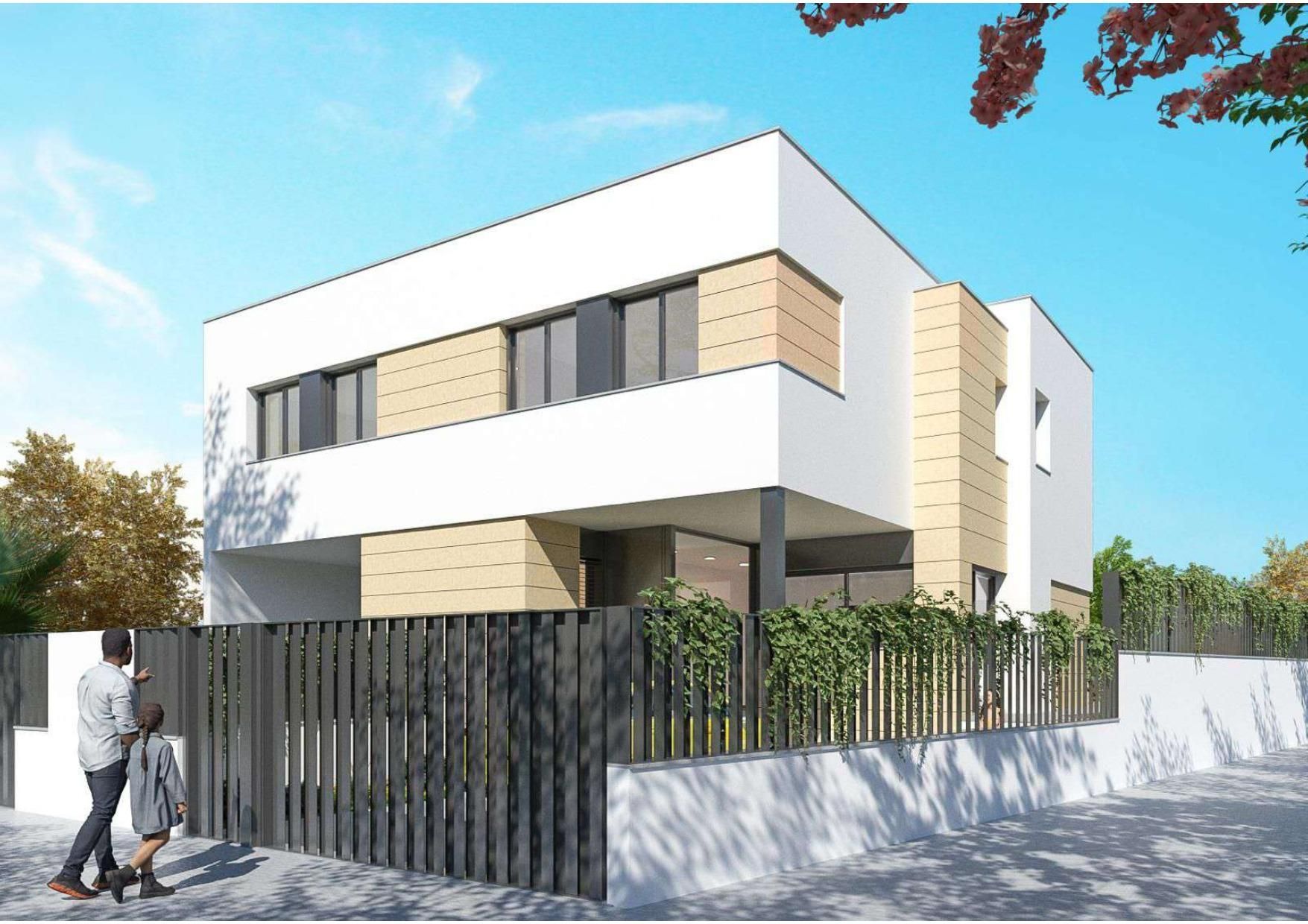 Vista exterior de Casa adosada en venta en Vilanova i la Geltrú con Aire acondicionado, Jardín privado y Terraza
