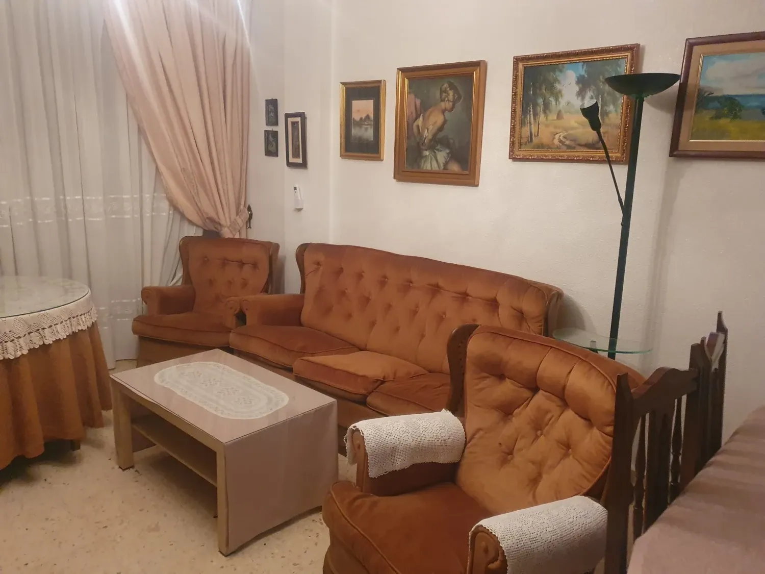 Sala d'estar de Pis de lloguer en  Murcia Capital amb Aire condicionat, Terrassa i Moblat