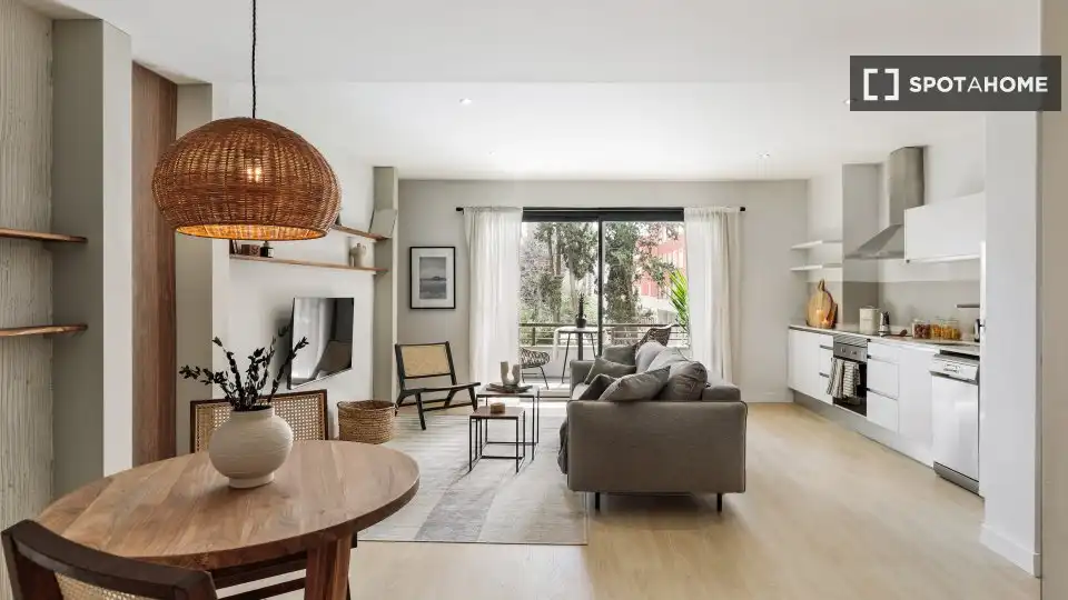 Sala d'estar de Apartament per a compartir en Barcelona amb Aire condicionat, Terrassa i Moblat