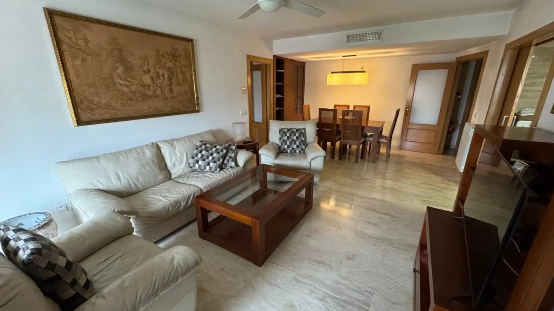 Living room of Flat for rent in  Murcia Capital  with Air Conditioner, Furnished and Washing machine