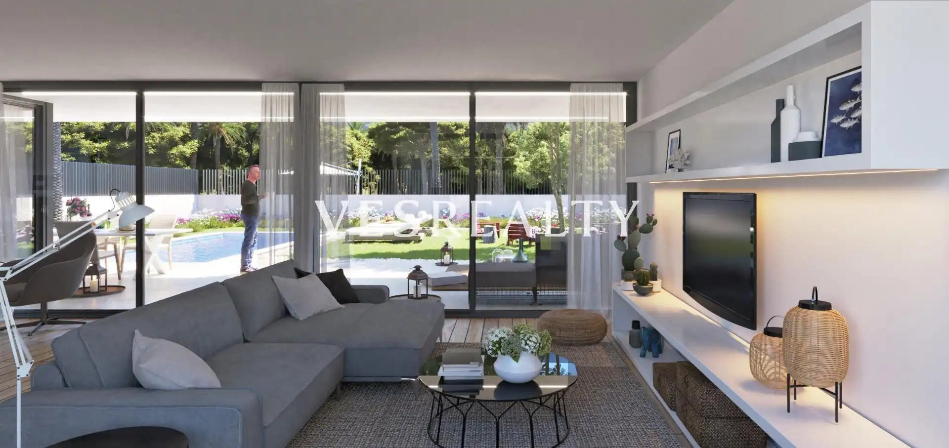 Sala d'estar de Casa o xalet en venda en San Fulgencio amb Aire condicionat, Jardí privat i Terrassa