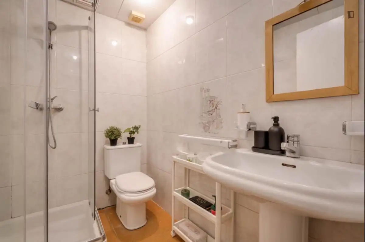 Bany de Apartament de lloguer en Barcelona amb Aire condicionat, Moblat i Rentadora