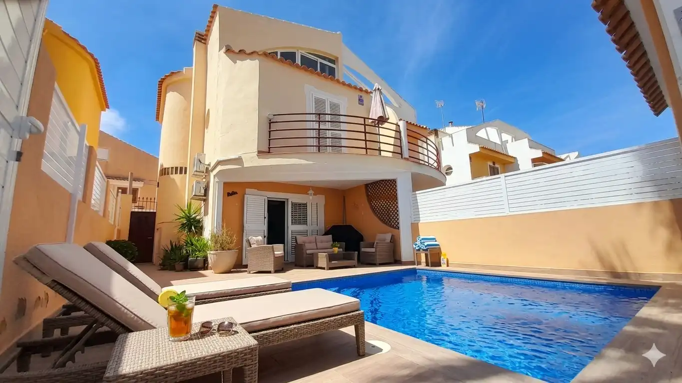 Swimming pool of Houses for sale in Mazarrón  with Air Conditioner, Private garden and Swimming Pool